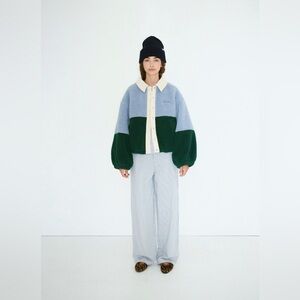 The Tiny Big Sister Oversized lSherpa Teddy Jacket – EU 36 (US S/M) Green Blue